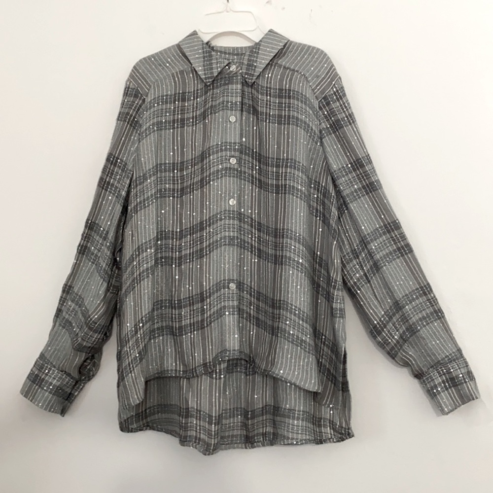 INC international Concept long sleeve sequin shirt